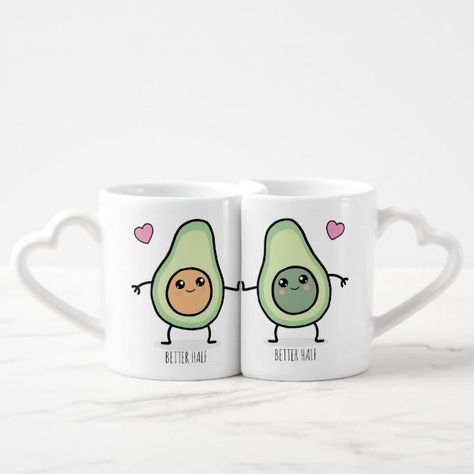 Better Half Kawaii Avocado Couples Coffee Mug Set Couple Cups, Kawaii Avocado, Sublimacion Ideas, Friends Mug, Couple Coffee, Couples Coffee Mugs, Coffee Mug Quotes, Coffee Mug Set, Friends Diy