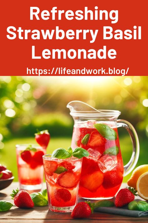 Refreshing Strawberry Basil Lemonade: A Kid-Friendly Favorite Walleye Recipes, Strawberry Basil Lemonade, Strawberry Sheet Cakes, Strawberry Crush, Basil Lemonade, Kid Friendly Drinks, Strawberry Basil, Refreshing Beverages, Fresh Strawberry