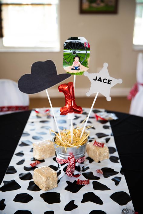 This really is my first rodeo baby 1st birthday party decorations centerpiece My First Rodeo Center Pieces, My First Rodeo Candy Table, 1st Rodeo Birthday Decor, My 1st Rodeo Center Piece, Rodeo Centerpieces Cowboys, Rodeo Birthday Party Centerpieces, Diy My First Rodeo, Cowboy 1st Birthday Party Centerpieces, 1 St Rodeo Birthday