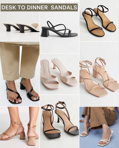 Sandals For Office Wear, Affordable Chic Adjustable T-strap Sandals, Leather T-strap Sandals With Block Heel For Party, Casual Leather T-strap Sandals With Block Heel, Formal T-strap Sandals With Sculpted Heel And Ankle Strap, Flat Sandals Outfit, Office Sandals, Chic Beige Sandals With 4-inch Heel, Work Sandals