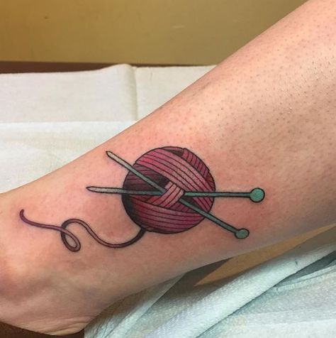 Knitting Tattoos Knitting Tattoos, Yarn Tattoo, Knitting Tattoo, Cute Knitting, Feminist Tattoo, Women Tattoos, Craft Knitting, Mermaid Tattoos, Disney Ideas