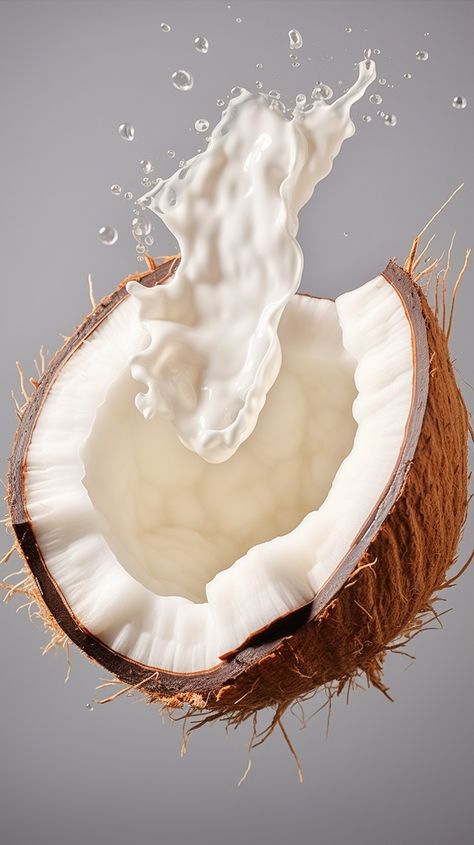 Coconut Food Photography, Coconut Oil Aesthetic, Coconut Photoshoot, Coconut Design, Milk Photography, Coconut Flower, Wine Bottle Design, Business Branding Inspiration, Human Sculpture