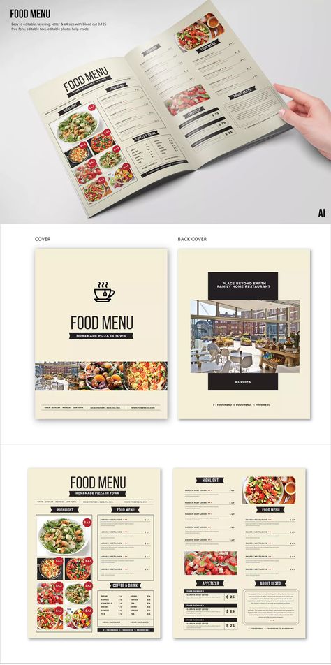 Bar Food Menu Design, A4 Menu Design, Food Menu Design Layout, Menu Book Design, Fast Food Menu Design, Creative Menu Design, Menu Branding, Menu Design Layout, Menu Cover Design