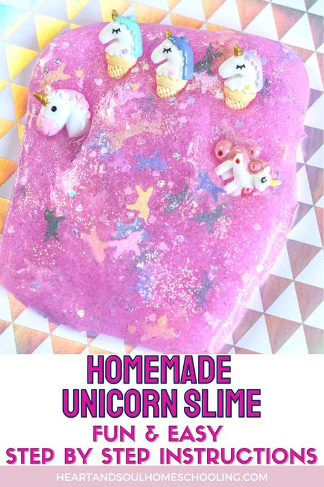 Make this fun and easy homemade unicorn slime with your kids. Perfect sensory activity for anyone who loves unicorns! via @destinyblogger Unicorn Activities Preschool, Unicorn Slime, Educational Activities For Preschoolers, Experiments For Kids, Measuring Ingredients, Homemade Slime, Sensory Activity, Easy Science Experiments, Fine Motor Skills Development