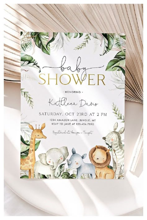 Decoracion Baby Shower Safari, Bearly Wait Baby Shower Invitations, Safari Baby Shower Girl, Safari Baby Shower Boy, Jungle Safari Baby, Jungle Safari Baby Shower, Baby Shower Safari Theme, Animal Baby Shower Theme, Safari Baby Shower Invitations