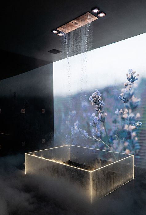 GROHE SPA reflects 'health through water' immersive installation during milan design week Kohler Showroom, Smart Bathroom Technology, Pinacoteca Di Brera, Bathroom Display, Immersive Installation, Water Installation, Spa Art, Taliesin West, Spa Branding