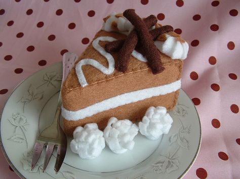 A delectable slice of felt food chocolate coffee cake. #felt #crafts #food #felt_food #DIY #cute #kawaii #cake Felt Chocolate, Felt Food Pattern, Chocolate Coffee Cake, Slices Of Cake, Chocolate Cake With Coffee, Food Feast, Felt Food Patterns, Felt Cake, Cake Slices