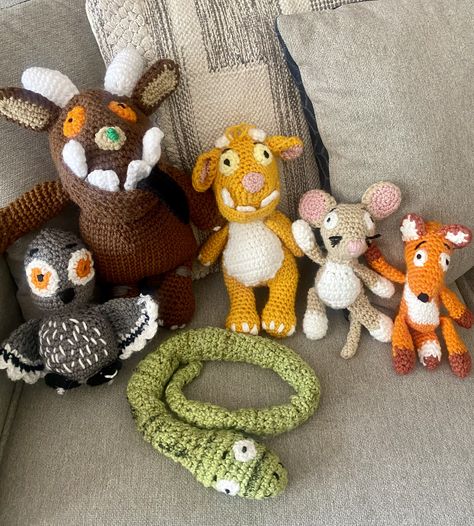 Crochet Gruffalo Pattern Free, Gruffalo Crochet Pattern Free, Crochet Story Book Characters, Crochet Gruffalo, Character Crochet, Crochet Characters, Children's Book Characters, Nursery Activities, Crochet Jumper