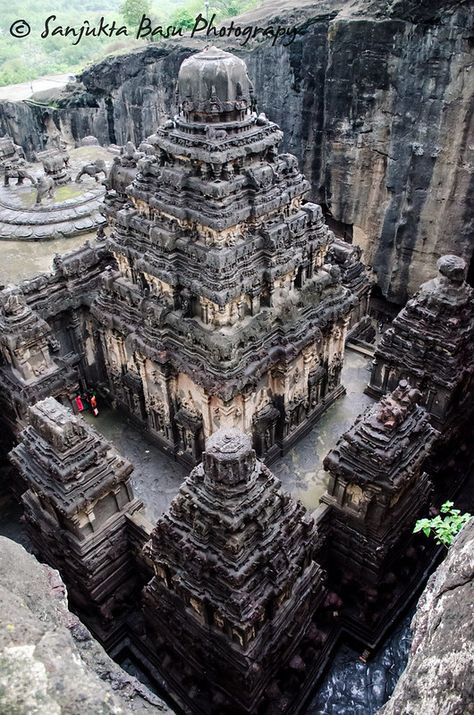 Kailash Temple, Elora Caves, Maharashtra, India Kailash Temple at Elora Caves is one of world's largest and most magnificent monolithic structure. The 100 feet temple was carved out of a single stone around the 8th century. I had this on my bucket list for ten years, to one day to go Elora Caves, climb that hill and capture the top view of the temple. And finally on the day when I was there, it was raining, Elora Caves, Kailash Temple, One Day To Go, Rock Temple, Monument Architecture, Become A Photographer, My Bucket List, Single Stone, Stone Top