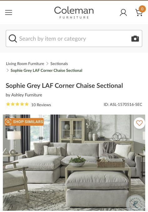 Ashley Sophie Sectional, Sophie Sectional, Sophie Gray, Ashley Furniture, Sectional Couch, Living Room Furniture, Sectional, New Homes, Couch