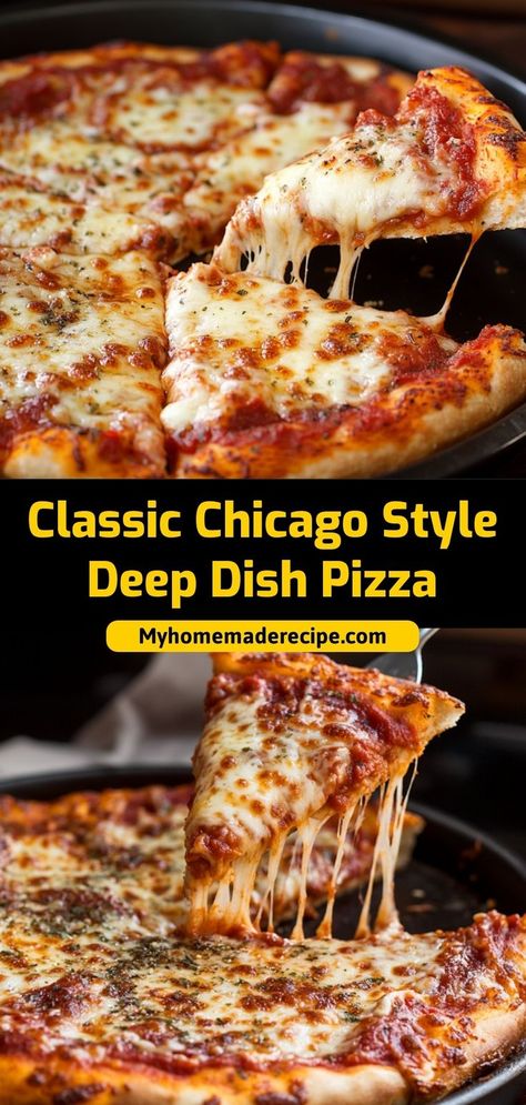 This classic Chicago-style deep dish pizza is thick, cheesy, and loaded with rich tomato sauce. Perfect for a hearty meal! Ingredients: 1 pizza dough 2 cups mozzarella cheese, shredded 1 cup tomato sauce 1 cup Italian sausage, cooked Enjoy this deep-dish pizza for a taste of Chicago at home Detroit Style Deep Dish Pizza Recipe, Foil Pan Meals, Deep Dish Pizza Dough Recipe, Chicago Deep Dish Pizza Recipe, Best Pizza Toppings, Chicago Recipes, Pizza Hut Pan Pizza, Deep Dish Pizza Casserole, Deep Dish Pizza Dough