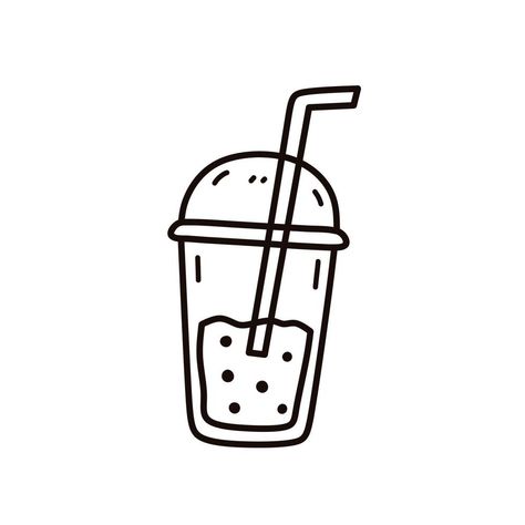 Cute bubble milk tea isolated on white background. Vector hand-drawn illustration in doodle style. Perfect for cards, decorations, logo. Milktea Logo Ideas, Milk Tea Drawing, Bubble Tea Doodle, Milktea Logo, Milk Tea Logo, Bubble Tea Illustration, Tema Air, Tea Vector, Drink Vector