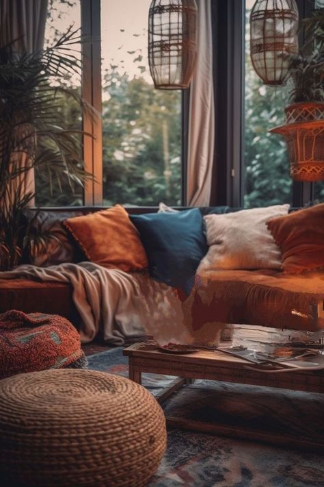 Interior Design Inspo Cosy Boho Living Room, Chill Room, Fall Living Room, Deco Salon, Bedroom Essentials, Cozy Kitchen, Boho Interior, Boho Living, Boho Living Room