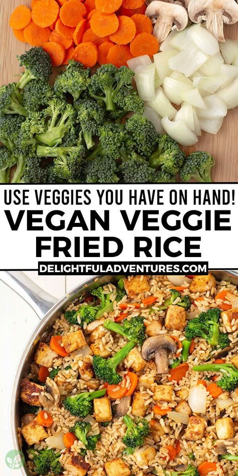 Vegan Fried Rice Recipe, Ginger Tofu, Recipes No Meat, Garlic Tofu, Vegan Fried Rice, Healthy Vegan Dinner Recipes, Vegan Main Dish, Healthy Vegan Dinner, Vegan Recipes Beginner