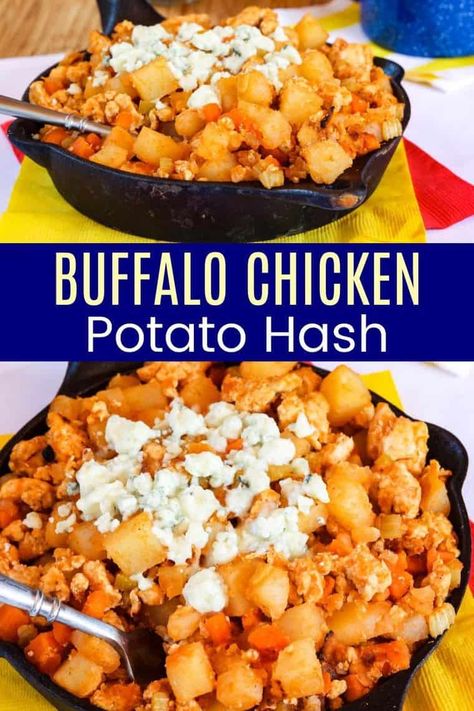 Buffalo Chicken Potato, Chicken Hash, Supper Sides, Chicken Breakfast Recipes, Buffalo Sauce Recipe, Easy Skillet Dinner, Chicken Carrots, Gluten Free Comfort Food, Red Potato Recipes