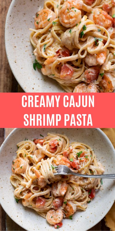 Rich and decadent creamy cajun shrimp pasta, emphasis on the decadent.  Linguine swirled around a spicy cajun sauce, perfectly seasoned shrimp and tomatoes, topped with some fresh parmigiano reggiano. Creamy Cajun Shrimp, Seasoned Shrimp, Creamy Cajun Shrimp Pasta, Cajun Shrimp Recipes, Cajun Sauce, Cajun Shrimp Pasta, Cajun Pasta, Shrimp Recipes For Dinner, Easy Chicken Dinner Recipes