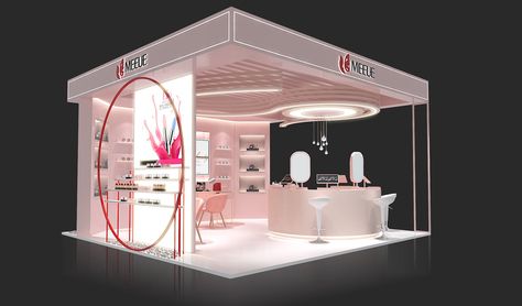 meeue on Behance Booth Design Beauty, Beauty Exhibition Booth Design, Exhibition Booth Design 3 Side Open, Beauty Booth Design, Small Kiosk Design, Coffee Bar Stand, Interior Design Italian, Booth Design Exhibition, Beauty Exhibition