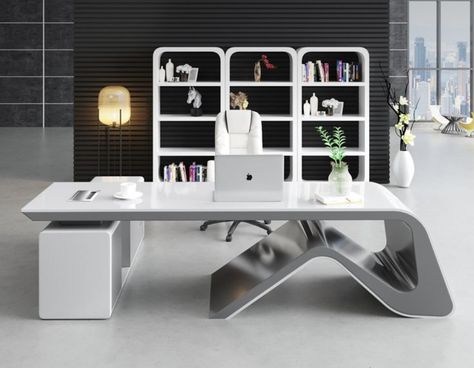 Futuristic Office Design, Boss Office Interior Design, Office Interior Design Creative, Ceo Office Design, High Tech Interior, Futuristic Office, Workstations Design, Ceo Office, Workstation Desk