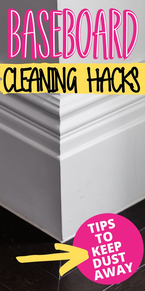 Learn how to clean your baseboards fast. These cleaning hacks really do work great! Use them to clean your house! How To Clean Trim Baseboards, How To Deep Clean Baseboards, Dust Baseboards Cleaning Tips, Clean Baseboards With Fabric Softener, Dusting Baseboards Cleaning Tips, How To Wash Baseboards, What To Clean Baseboards With, Deep Clean Baseboards, Wall And Baseboard Cleaner