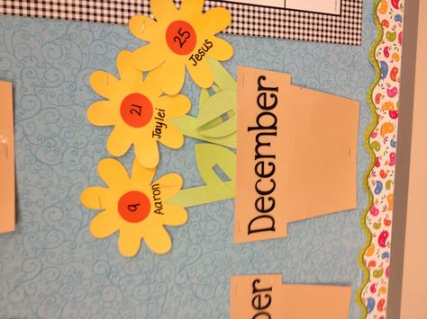 Birthday Garden Birthday Board Preschool Classroom, Birthday Board Ideas For Preschool, Childcare Birthday Display, Birthday Wall Daycare Ideas, Daycare Birthday Wall, Birthday Wall Ideas For Daycare, Birthday Corner Classroom Ideas, Birthday Wall Daycare, Garden Birthday Board Classroom