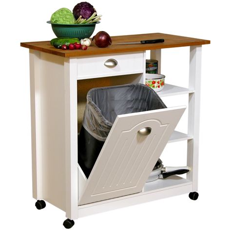 Find Kitchen Island With Trash Bin . A kitchen island with trash bin compartment is not only practical for those who don’t seem to have enough kitchen cupboard space to keep their garbage, but it also offers extra counter space as well. Plus, a kitchen island with bin storage also gives you the opportunity to bring … Microwave Table Ideas, Kitchen Island With Trash Bin, Wood Trash Can Holder, Kitchen Island With Trash, Microwave Table, Small Kitchen Cart, Small Colonial, Rolling Island, Wood Trash Can