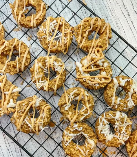 Dog Donut, Peanut Butter Yogurt, Apple And Peanut Butter, National Donut Day, Donut Recipe, Honey Oats, Dairy Free Yogurt, Tail Wagging, Healthy Treat