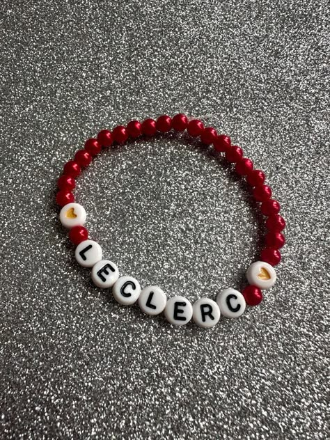 Lightning Mcqueen Bracelet, Charles Leclerc Bracelet, Ferrari Bracelet, Pearl Beaded Bracelet, After Care, Red Pearl, Friendship Bracelets Diy, Ferrari F1, Charles Leclerc