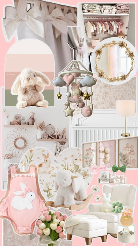 Bunny and Floral Themed Nursery Nursery Bunny Theme, Bunny Themed Nursery, Bunny Nursery Theme, Nursery Bunny, Bunny Theme, Bunny Nursery, Baby Girl Nursery, Themed Nursery