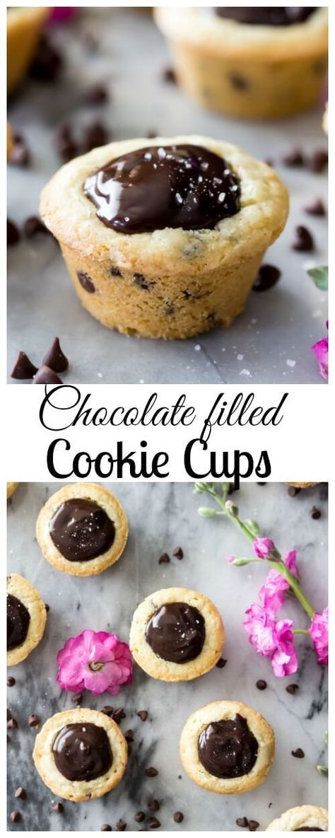 Buttery Ganache Cookie Cups, Chocolate Cup Desserts Ideas, Mini Muffin Tin Recipes Desserts Brownie Bites Cookie Cups, Cookie Cups With Premade Dough, Filled Cookie Cups, Soft Chocolate Chip Cookie, Chocolate Cookie Cups, Cup Recipes, Nut Cups