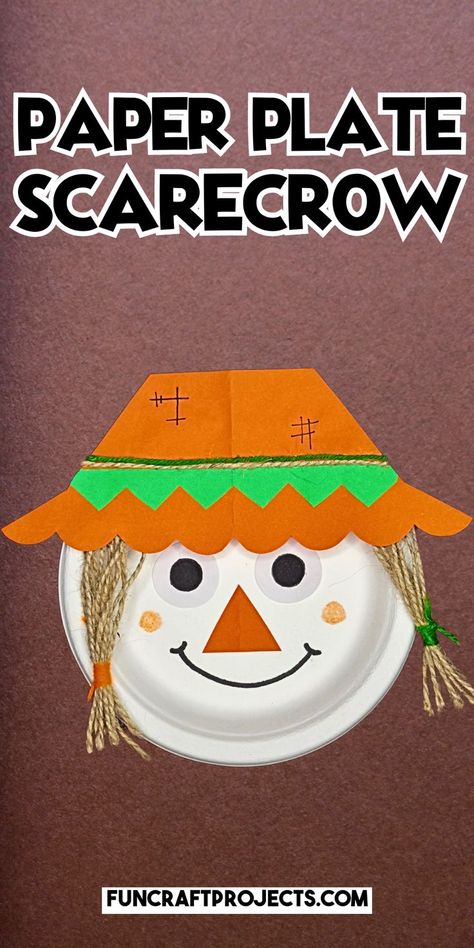 Paper plate scarecrow craft perfect for fall! This easy Thanksgiving craft uses paper plates, construction paper, twine, yarn, and googly eyes to create a fun scarecrow craft for preschoolers. Ideal for Thanksgiving crafts or preschool fall activities, this simple scarecrow craft idea is great for classroom or at-home fun. Perfect for Thanksgiving art projects or autumn decorations, kids will love making their scarecrow. Try this fun fall craft and get creative this season! Preschool Cornucopia Craft, Scarecrow Craft Kindergarten, Scarecrow Crafts Preschool, Scarecrow Crafts For Kids, Paper Plate Scarecrow, Simple Scarecrow, Preschool Fall Activities, Cornucopia Craft, Scarecrow Craft