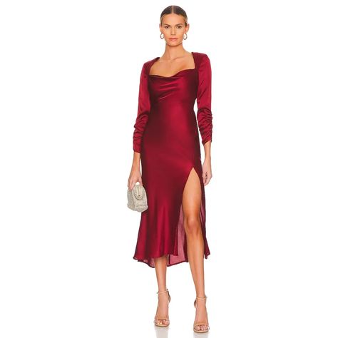 13 Best Reformation Dress Dupes to Buy in 2023 | Teen Vogue Long Sleeve Satin Dress, Stretch Satin Dress, Winter Wedding Guests, Fall Wedding Guest, Fall Wedding Guest Dress, Guest Attire, Wedding Attire Guest, Astr The Label, Rust Dress