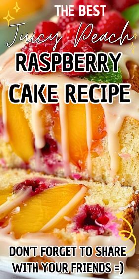 Juicy Peach Raspberry Cake Juicy Peach Raspberry Cake, Peach And Raspberry Cake, Raspberry Cake Recipes, Strawberry Sugar Cookies, Peach Raspberry, Different Types Of Cakes, Peach Ice Cream, Juicy Peach, Oil Cake