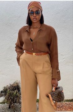 Chocolate Outfits For Women, Brown Clothes Outfit, Colorful Office Outfits, Brown Outfits For Black Women, Brown Monochrome Outfit, Neutral Monochromatic Outfit, All Brown Outfit, Neutral Color Outfits, Colorful Office