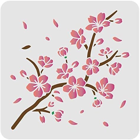 Cherry Blossom Stencil Template 11.8x11.8inch Plastic Cherry Blossom Branch Drawing Painting Stencils Square Reusable Flowers Stencils for Home Decor Painting and DIY Projects - Walmart.com Cherry Blossom Branch Drawing, Blossom Branch Drawing, Cherry Blossom Stencil, Branch Drawing, Cherry Blossom Pattern, Eagle Drawing, Painting Stencils, Blossom Branch, Cherry Blossom Branch