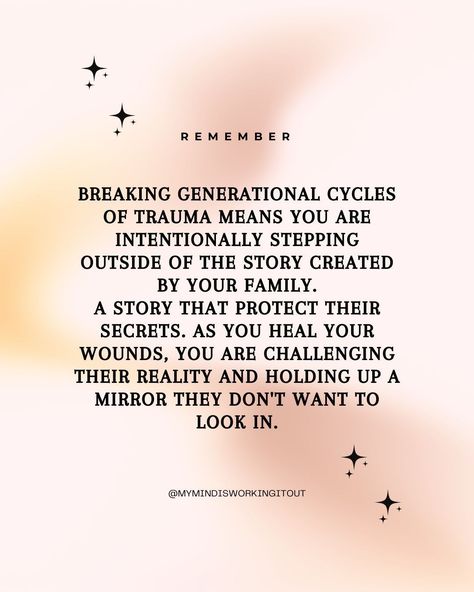 ⚓ Breaking generational curses involves acknowledging and changing harmful patterns passed down through families. Here are some steps to help you in this process: 1. 𝐈𝐝𝐞𝐧𝐭𝐢𝐟𝐲 𝐏𝐚𝐭𝐭𝐞𝐫𝐧𝐬: Recognize negative behaviours or beliefs repeated across generations. 2. 𝐄𝐝𝐮𝐜𝐚𝐭𝐞 𝐘𝐨𝐮𝐫𝐬𝐞𝐥𝐟: Understand the root causes and impacts of these patterns. 3. 𝐒𝐞𝐞𝐤 𝐏𝐫𝐨𝐟𝐞𝐬𝐬𝐢𝐨𝐧𝐚𝐥 𝐇𝐞𝐥𝐩: Therapy or counselling can offer support and strategies. 4. 𝐒𝐞𝐭 𝐁𝐨𝐮𝐧𝐝𝐚𝐫𝐢𝐞𝐬: Establish healthy boundaries with family members. 5... Healing Generational Curses, Breaking Generational Curses Quotes, Generational Curse Breaker, Breaking Generational Cycles, Break Generational Curses, Boundaries With Family, Curse Quotes, Breaking Generational Curses, Book Launch Ideas