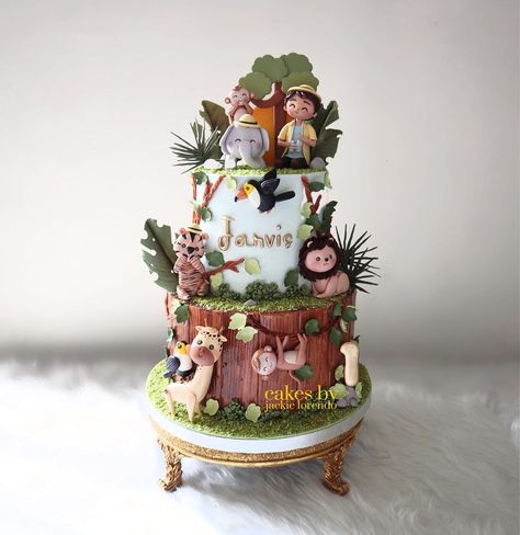 Jackie Florendo on Instagram: “2 tier Safari Cake for Jarvis #cakesbyjackieflorendo #styledtoyourtaste #jackieflorendo #birthdaycake #weddingcake #cake #cakes…” Safari Cake 2 Tier, 2 Tier Safari Birthday Cake, Jungle Cakes, Jungle Theme Cakes, Safari Cake, Tiered Cake Design, 2 Tier Cake, Jungle Theme Birthday, Jungle Cake