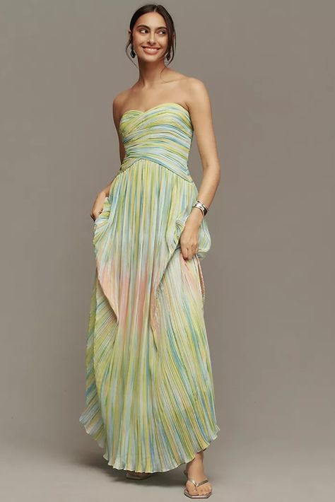 Wedding Guest Dresses | Women's Wedding Guest Dresses | Anthropologie Prom Dress Ideas Unique, Uzun Boy, Function Dresses, Prom Inspo, Delta Gamma, Guest Attire, Dress Shopping, Cute Prom Dresses, Strapless Maxi