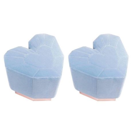 Set of 2 light blue queen heart stools by Royal Stranger Dimensions: 46 x 49 x 43 cm Different upholstery colors and finishes are available. Brass, copper or stainless steel in polished or brushed finish. Materials: Velvet heart shape upholstery on the top of a stainless steel coated in brass plated foot. The Queen heart stool is a luxurious piece that will make you travel to another dimension. A stool of desirable love combined with the pastel colors to give a sense of peace and magic storytell Small Bedroom Ideas For Women, Blue Queen, Another Dimension, Velvet Heart, Woman Bedroom, Exclusive Furniture, Dream House Decor, Art Furniture, History Design