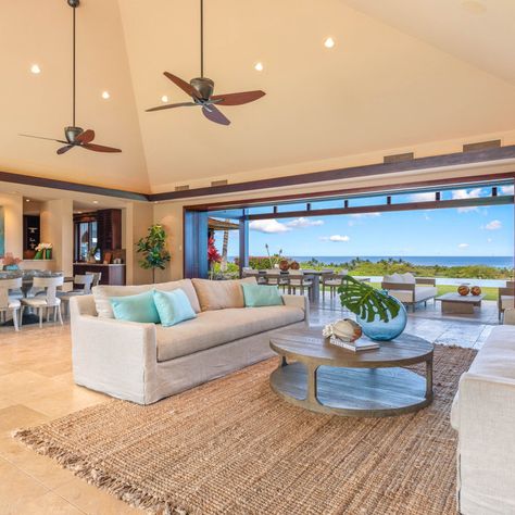 Hawaiian Living Room - Photos & Ideas | Houzz Hawaiian Living Room, Hawaiian Furniture, Tropical Living Room, Hawaiian Homes, Living Room Photos, Kauai Hawaii, Kauai, Ocean View, Modern Living