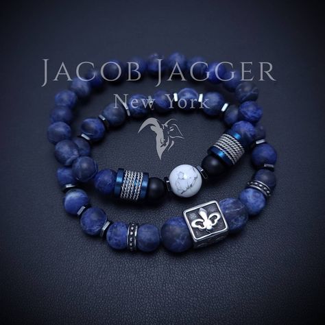 Matte blue sodalite mens bracelet set. Matching blue bracelet set for men with natural 8mm matte blue sodalite gemstones, hematite spacers, and silver stainless steel charms. Stretch bracelets. SIZE GUIDE: Check 6th picture for size instructions. GIFT BOX: Bracelets are shipped in 1 gift box. If you prefer boxes for each bracelet, leave a message BEFORE shipping labels are created. Men's Gemstone Bracelet, Men Gemstone Bracelet, Male Bracelets, Box Bracelets, Cool Mens Bracelets, Mens Stretch Bracelets, Mens Bracelet Fashion, Men Stone Bracelet, Mens Bracelet Set