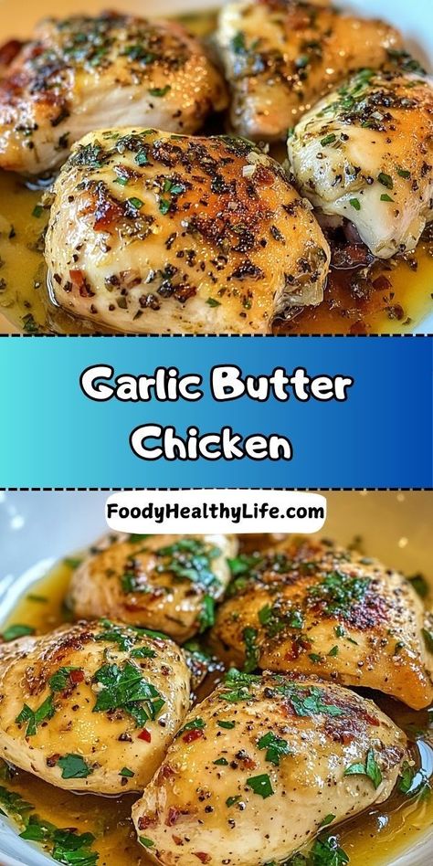 Minimal cleanup, maximum flavor! 🧽✨ This One-Pan Garlic Butter Chicken is the perfect weeknight meal. Juicy chicken cooked in a rich garlic butter sauce, all in one skillet. 🍳 Serve it with your favorite sides for a simple and satisfying dinner your family will love. Quick, easy, and stress-free! 😋 #OnePanMeals #GarlicButterChicken #EasyDinnerIdeas #QuickMeals #SkilletRecipes #WeeknightDinners 🥘🍗 Garlic Butter Whole Chicken, Garlic Butter Chicken Crockpot Recipes, Garlic Butter Sauce For Chicken, Keto Garlic Butter Chicken, Garlic Butter Baked Chicken, Butter Chicken Easy, Butter Chicken Sauce, Chicken Oven, Great Chicken Recipes