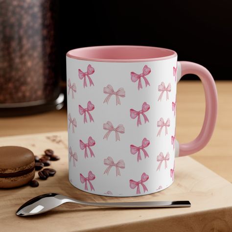 Painted Mugs Ceramic, Cute Mugs Aesthetic, Trendy Mugs, Coquette Stuff, Aesthetic Mugs, Food Photography Studio, Pink Mug, Mugs Ceramic, Painted Mugs