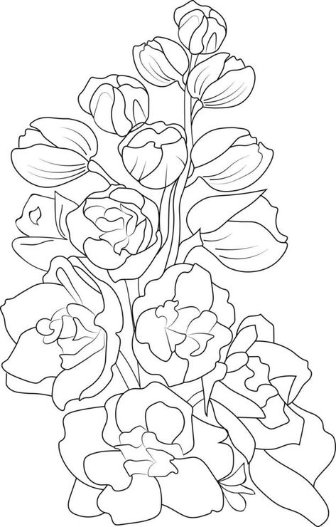 Delphinium, larkspur flower line art, vector illustration, hand-drawn pencil sketch, coloring book, and page, isolated on white background clip art. Larkspur Flower, Art Vector Illustration, Flower Line Art, Botanical Drawing, Art Clip, Line Art Vector, Botanical Drawings, Delphinium, Pencil Sketch