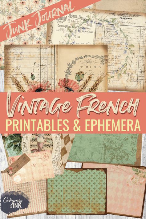 Free Vintage Printables Ephemera, Vintage Paper Printable Free, Ephemera Free Printables, Vintage French Ephemera, Free Junk Journal Printables, Digital Ephemera, Free Junk Journal, Junk Journaling Ideas, Journal Printables Free