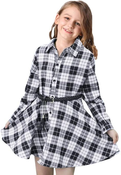 Amazon.com: CNKIDS Girls Casual Dress Belt Long Sleeve Buffalo Check Black White Plaid Dresses for Kids,10T : Clothing, Shoes & Jewelry Black And White Plaid Dress, Plaid Dresses, Girls Long Sleeve Dresses, Long Sleeve Ruffle Dress, Dresses For Kids, Red Plaid Dress, Red Long Sleeve Dress, Girls Casual Dresses, Casual Party Dresses