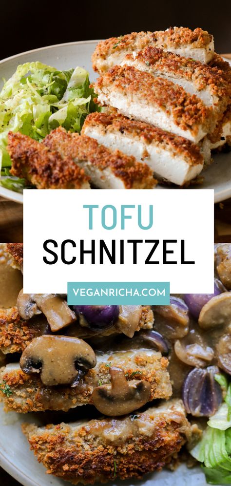 Tofu Schnitzel, Soy Free Tofu, Best Tofu Recipes, Resep Vegan, Breaded Tofu, Schnitzel Recipe, Schnitzel Recipes, Tofu Recipes Vegan, Vegan Gravy