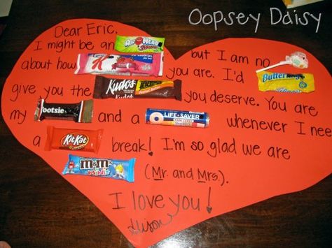 Cute examples of candy play on words Candygram Ideas, Valentine Candy Grams, Candy Bar Cards, Candy Posters, Prom Posters, Happy Home Fairy, Candy Bar Posters, 50th Birthday Quotes, Mom Birthday Crafts