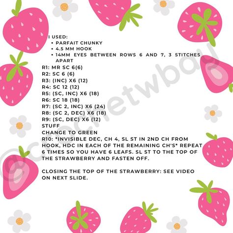 Free Mini Strawberry Pattern! Would be super cute as a key chain! #freepattern #crochet #strawberry #amigurumi #crochetfruit… | Instagram Crochet Mini Strawberry, Strawberry Crochet Pattern, Strawberry Amigurumi, Strawberry Crochet, Easy Crochet Animals, Crochet Strawberry, Crochet Fruit, Strawberry Pattern, Easy Crochet Patterns Free