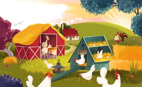 Illustrations I've made for the board book about the farm.Published by Usborne 2015 Farm Cartoon, Farm Vector, Farm Books, Picture Books Illustration, Book Illustration Art, Level Design, Children's Picture Books, Board Book, Farm Yard