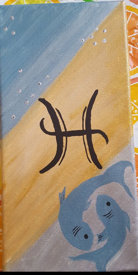 Pisces Painting, Painting Easy, Painting Ideas On Canvas, Small Canvas Art, Small Canvas, Easy Paintings, Art Diy, Painting Ideas, Astrology